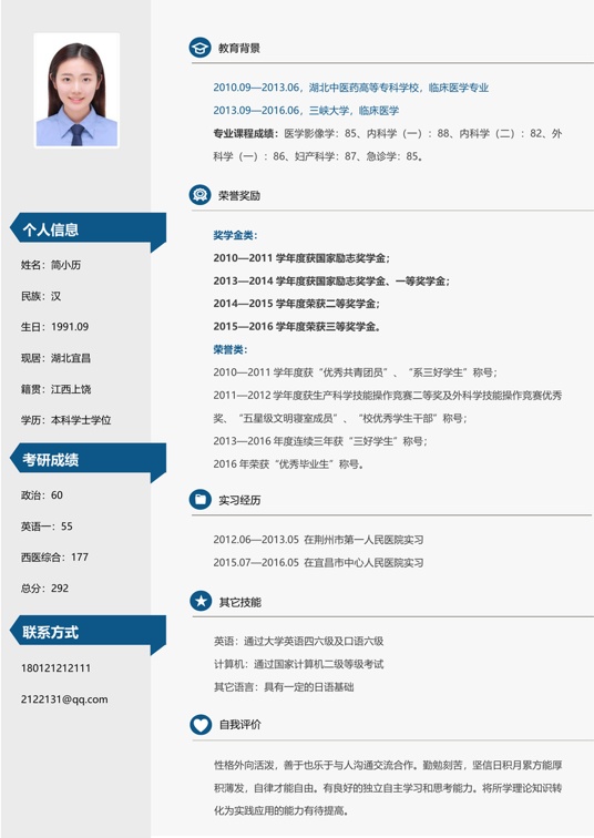 考研复试简历 (10)复试简历word模板